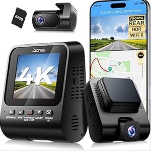 4K Dash Cam Front and Rear, Dash Camera for Cars 2 Channel HDR, WiFi 6